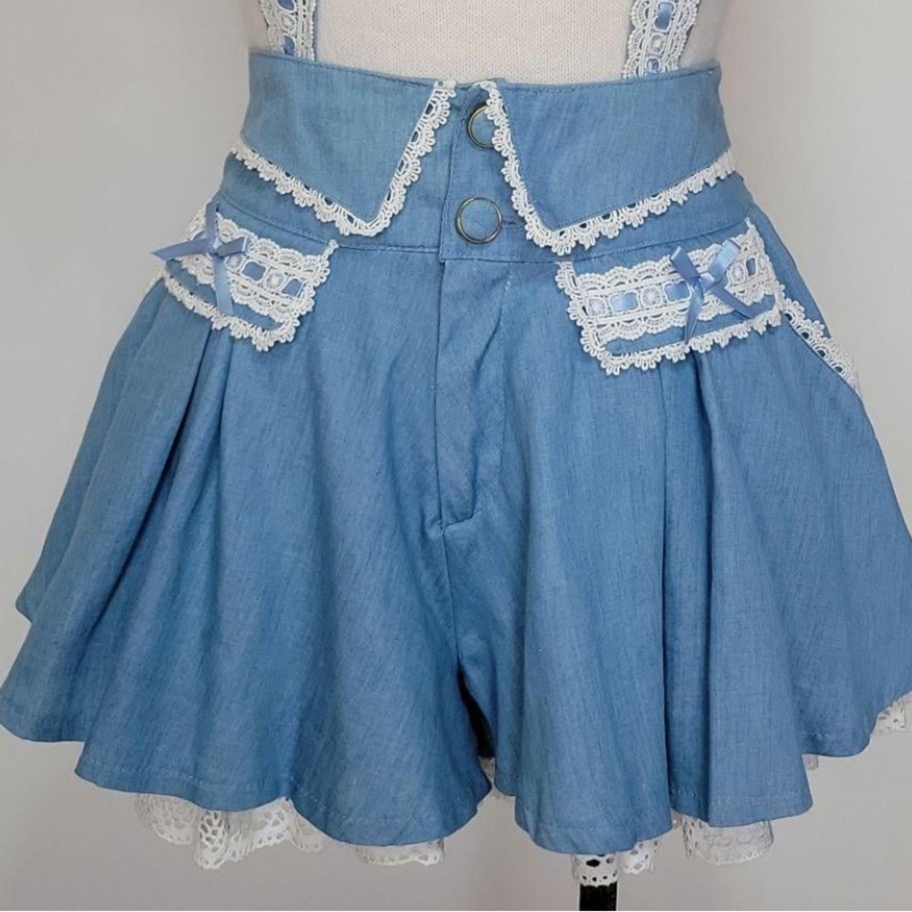 liz lisa baby blue lace suspender mini skirt F size
